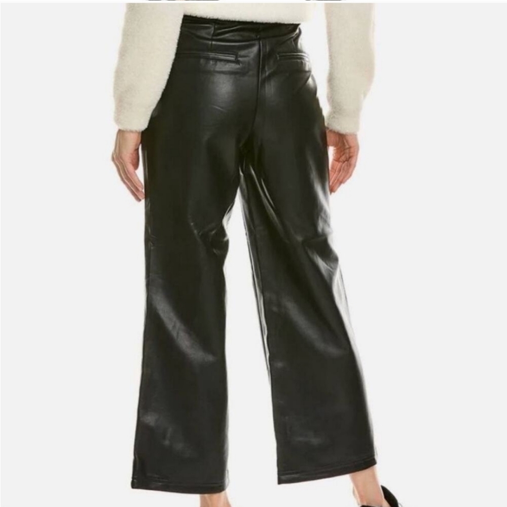 BAGATELLE COLLECTION High Rise Black Faux Leather Wide Leg Crop Pants